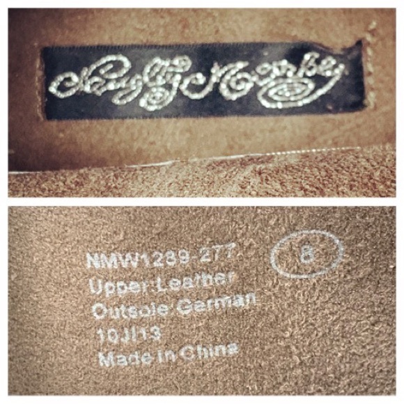 Naughty Monkey distressed brown suede boots w/ shiny studded detail Sz 8 - Picture 9 of 9